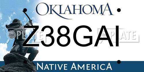 Z38GAI Oklahoma License Plate