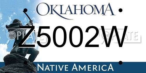 Z5002W Oklahoma License Plate