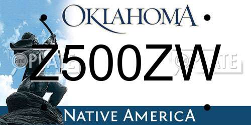Z500ZW Oklahoma License Plate