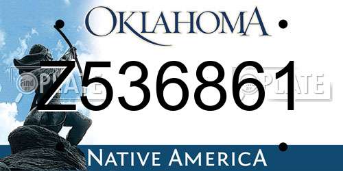 Z536861 Oklahoma License Plate