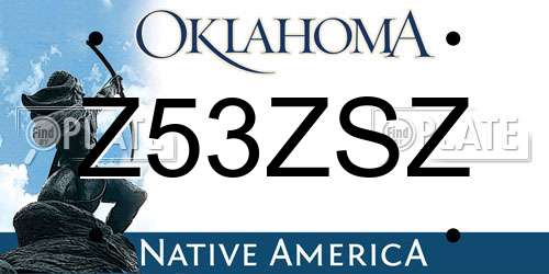 Z53ZSZ Oklahoma License Plate