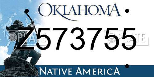 Z573755 Oklahoma License Plate