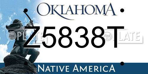 Z5838T Oklahoma License Plate