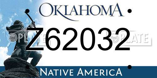 Z62032 Oklahoma License Plate