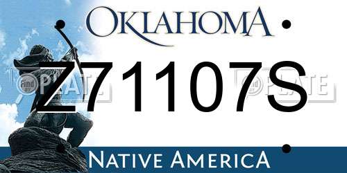 Z71107S Oklahoma License Plate