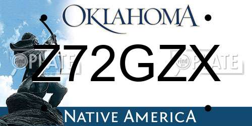 Z72GZX Oklahoma License Plate