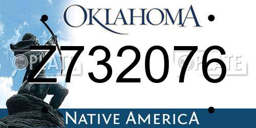 Z732076 Oklahoma License Plate
