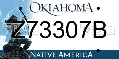 Z73307B Oklahoma License Plate
