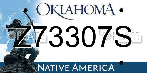 Z73307S Oklahoma License Plate