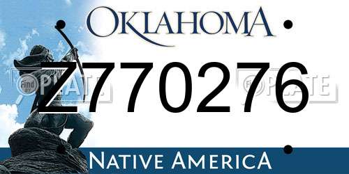 Z770276 Oklahoma License Plate