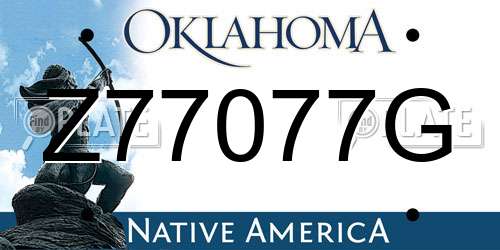 Z77077G Oklahoma License Plate