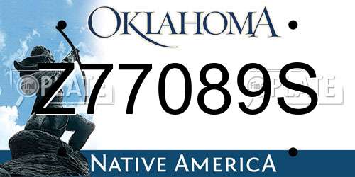 Z77089S Oklahoma License Plate