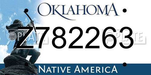 Z782263 Oklahoma License Plate