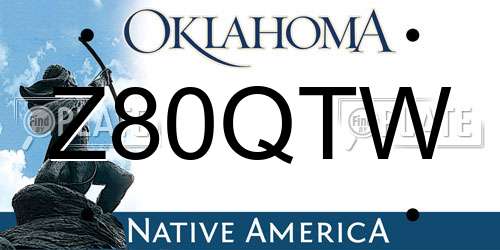 Z80QTW Oklahoma License Plate