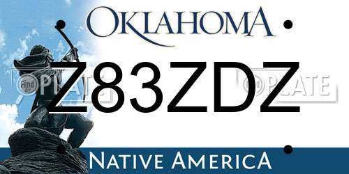 Z83ZDZ Oklahoma License Plate