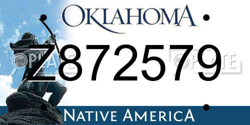 Z872579 Oklahoma License Plate