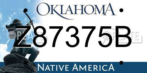 Z87375B Oklahoma License Plate