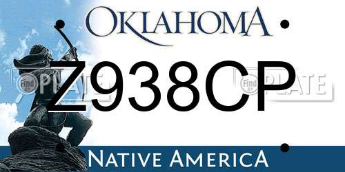 Z938CP Oklahoma License Plate