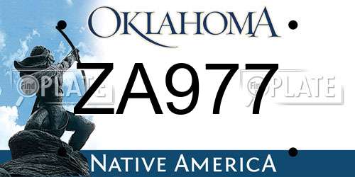 ZA977 Oklahoma License Plate