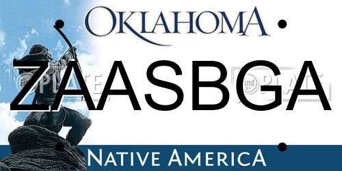 ZAASBGA Oklahoma License Plate