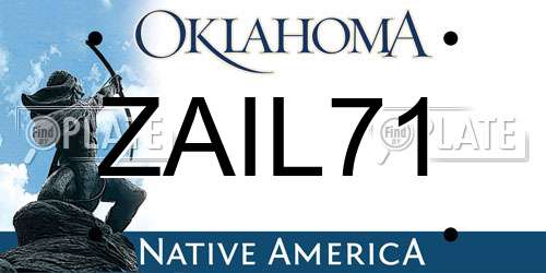 ZAIL71 Oklahoma License Plate