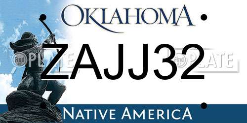 ZAJJ32 Oklahoma License Plate