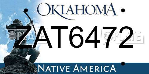 ZAT6472 Oklahoma License Plate