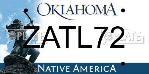 ZATL72 Oklahoma License Plate