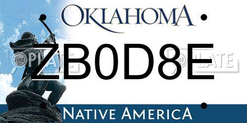 ZB0D8E Oklahoma License Plate