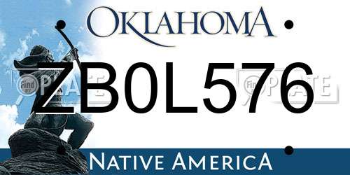 ZB0L576 Oklahoma License Plate