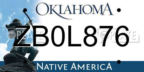 ZB0L876 Oklahoma License Plate
