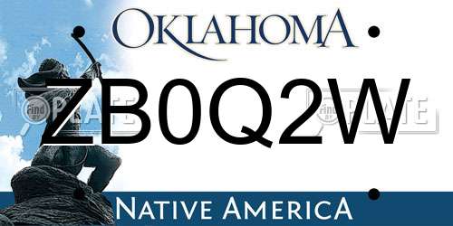 ZB0Q2W Oklahoma License Plate