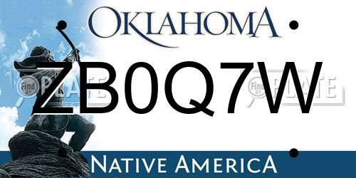 ZB0Q7W Oklahoma License Plate