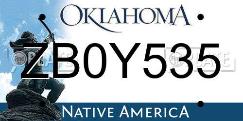 ZB0Y535 Oklahoma License Plate
