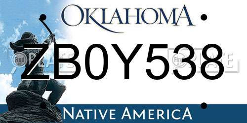 ZB0Y538 Oklahoma License Plate