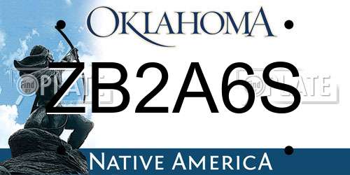 ZB2A6S Oklahoma License Plate