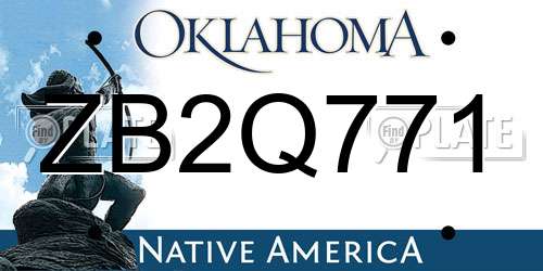 ZB2Q771 Oklahoma License Plate