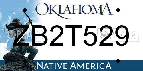 ZB2T529 Oklahoma License Plate