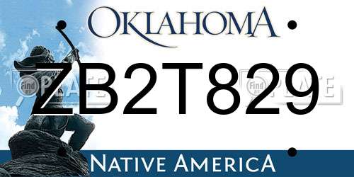 ZB2T829 Oklahoma License Plate