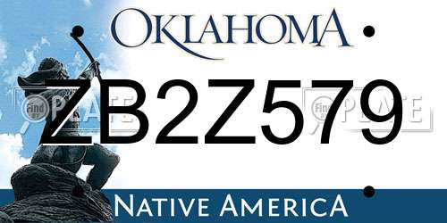 ZB2Z579 Oklahoma License Plate