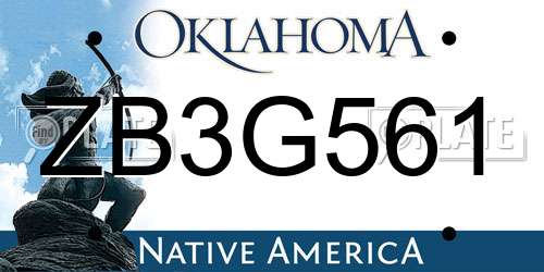 ZB3G561 Oklahoma License Plate