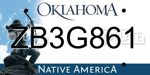 ZB3G861 Oklahoma License Plate
