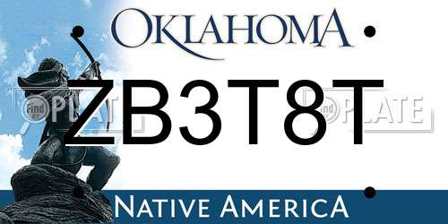 ZB3T8T Oklahoma License Plate
