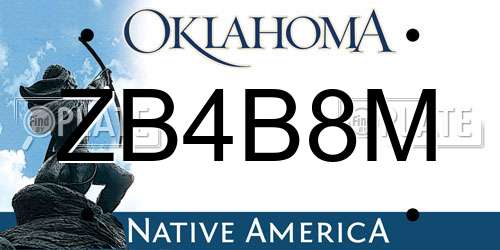 ZB4B8M Oklahoma License Plate