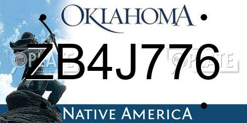 ZB4J776 Oklahoma License Plate