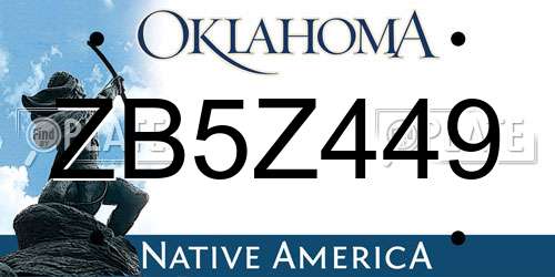 ZB5Z449 Oklahoma License Plate