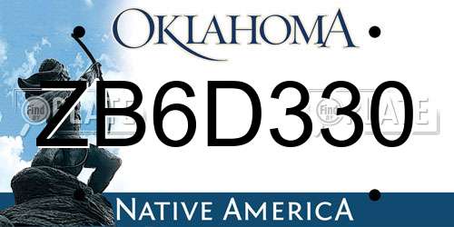 ZB6D330 Oklahoma License Plate