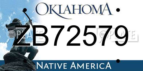 ZB72579 Oklahoma License Plate