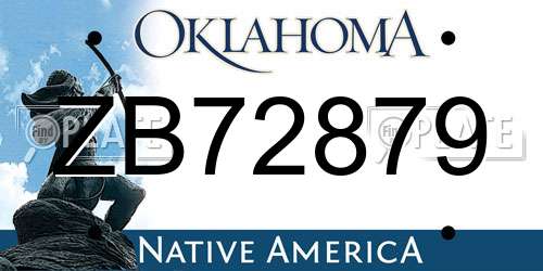 ZB72879 Oklahoma License Plate