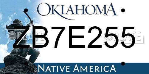 ZB7E255 Oklahoma License Plate